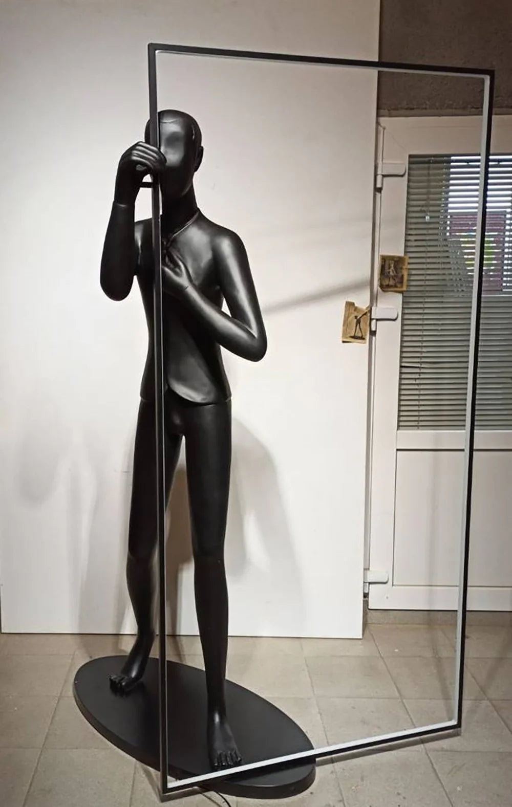 Human Mirror Sculpture Floor Lamp