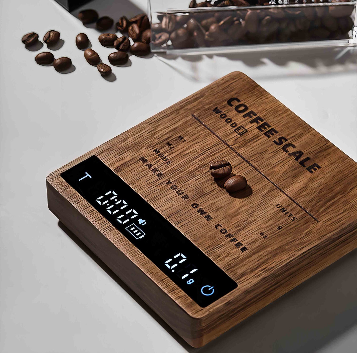 High Precision Wooden Coffee Scale with Touch Sensor