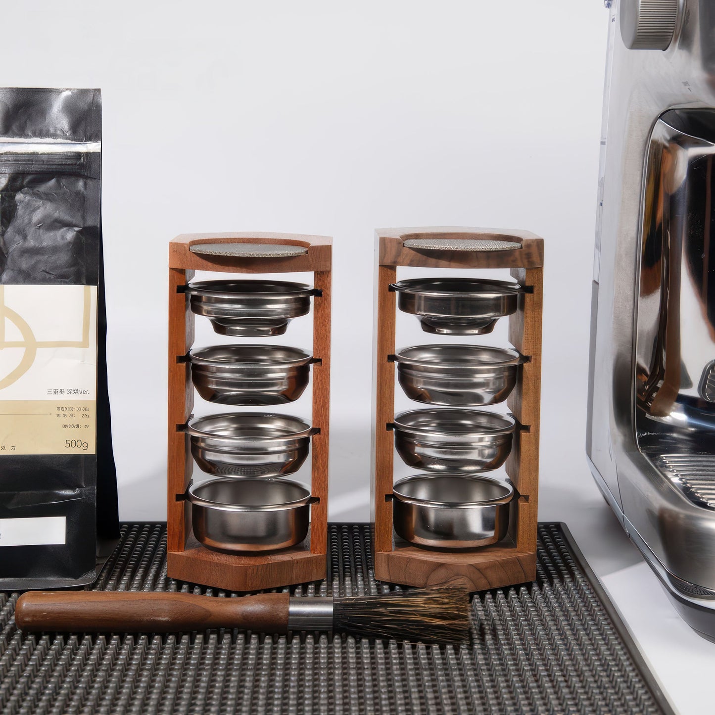 Handcrafted Wooden Portafilter Basket Storage