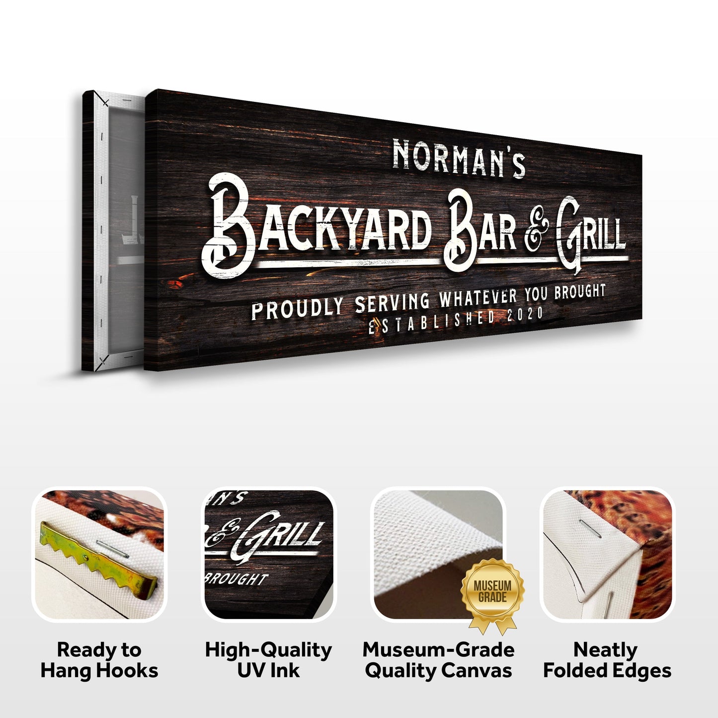 Custom Backyard Bar and Grill Sign: Custom Bar Signs for Home Bar โ Perfect for Outdoor Man Cave Decor