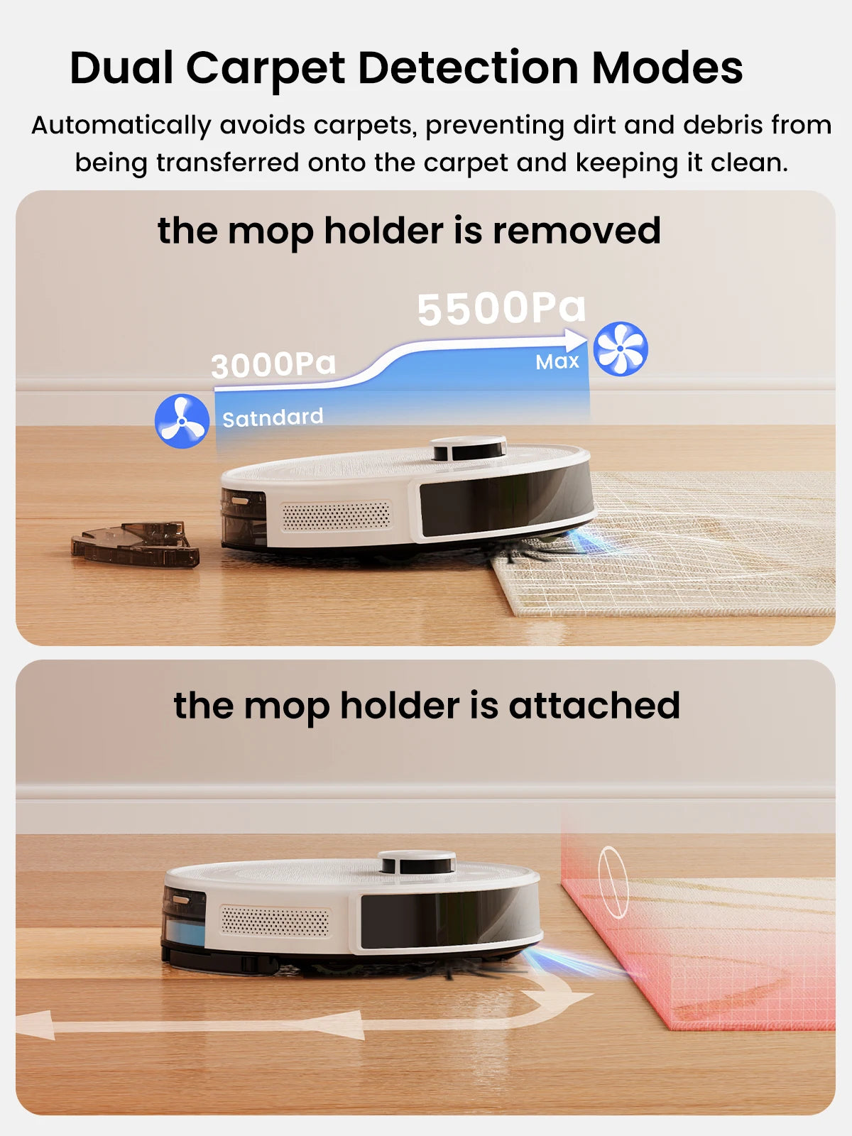 Lefant M2Pro Robot Vacuum with Mop,Self-Emptying, 6000Pa , DTOF Laser Navigation, PSD Obstacle Avoidance, Wi-fi/Alexa Control