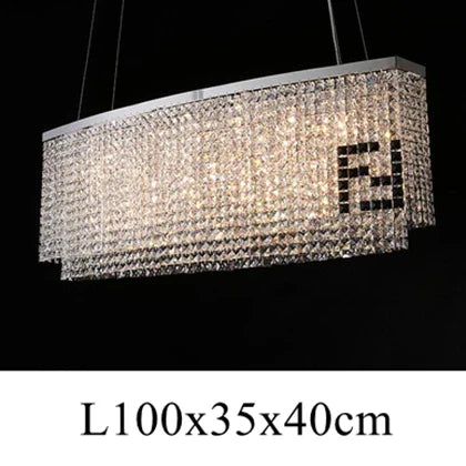 Contemporary Crystal LED Chandelier - Luxury Rectangular K9 Pendant Lamp with Personality for Dining Spaces