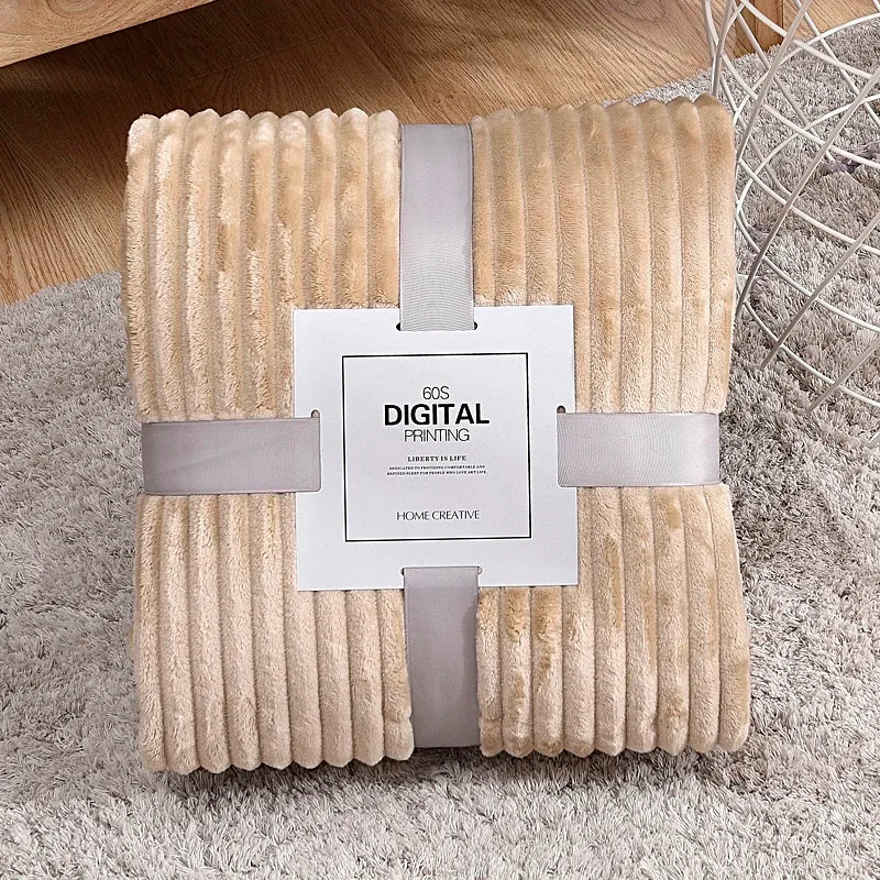 VividTwill 1pc Fluffy Coral Velvet Blanket Air-Conditioned Flannel Plush Comfortable Thickened Warm Soft Throw Blanket Bed Cover
