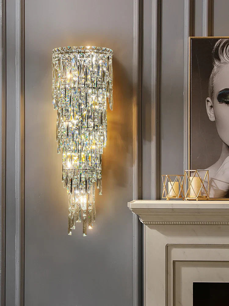 Elena's Multi-Layer Crystal Pendant Wall Lamp - High-Quality Elegance for Your Living Spaces