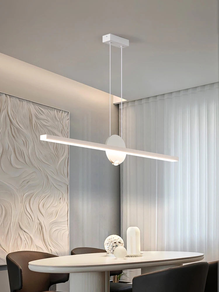 Minimalist Linear Pendant Lights LED Modern Chandelier Dining Room Island Light Restaurant Cafe Bar Office Hanging Lamps Black