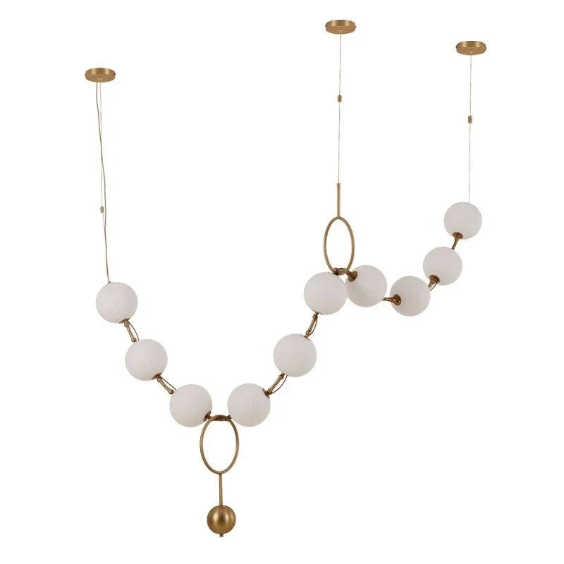 Nordic Luxury Necklace Led Pendant Light For Ceiling Chandelier White Glass Ball Hanging Lamp Glass Lampshade 12cm