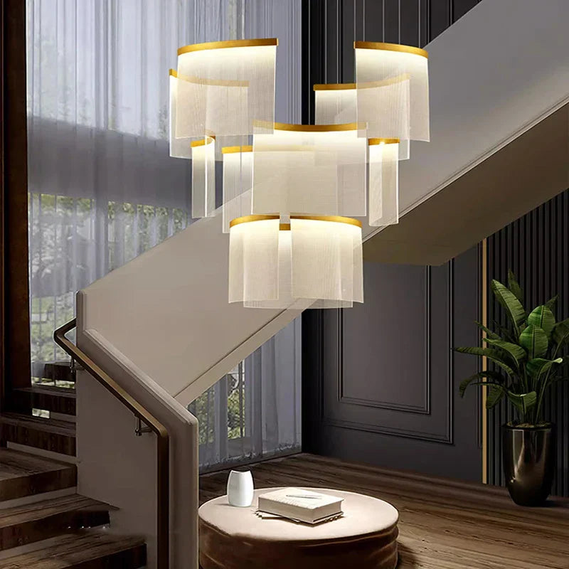 Chic Nordic Stair Chandelier - Versatile Pendant and Ceiling Lights for Living and Dining Rooms, Elevating Indoor Lighting and Home Decor