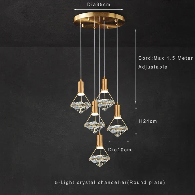 Modern Crystal LED Pendant Lights - Elegant Hanging Chandeliers for Living Rooms, Dining Areas, Kitchens, Restaurants, Bars, and Home Decor