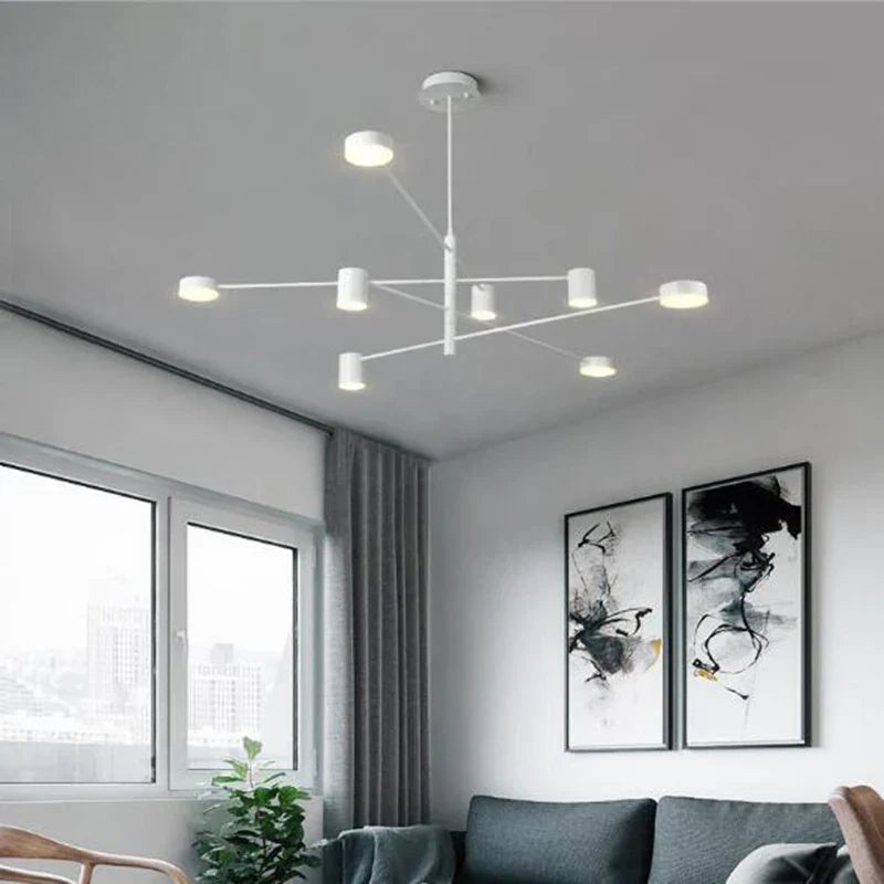 Swivel LED Chandelier - Versatile for Living, Dining, Office - Sleek Black Pendant Light - Modern Home Decor