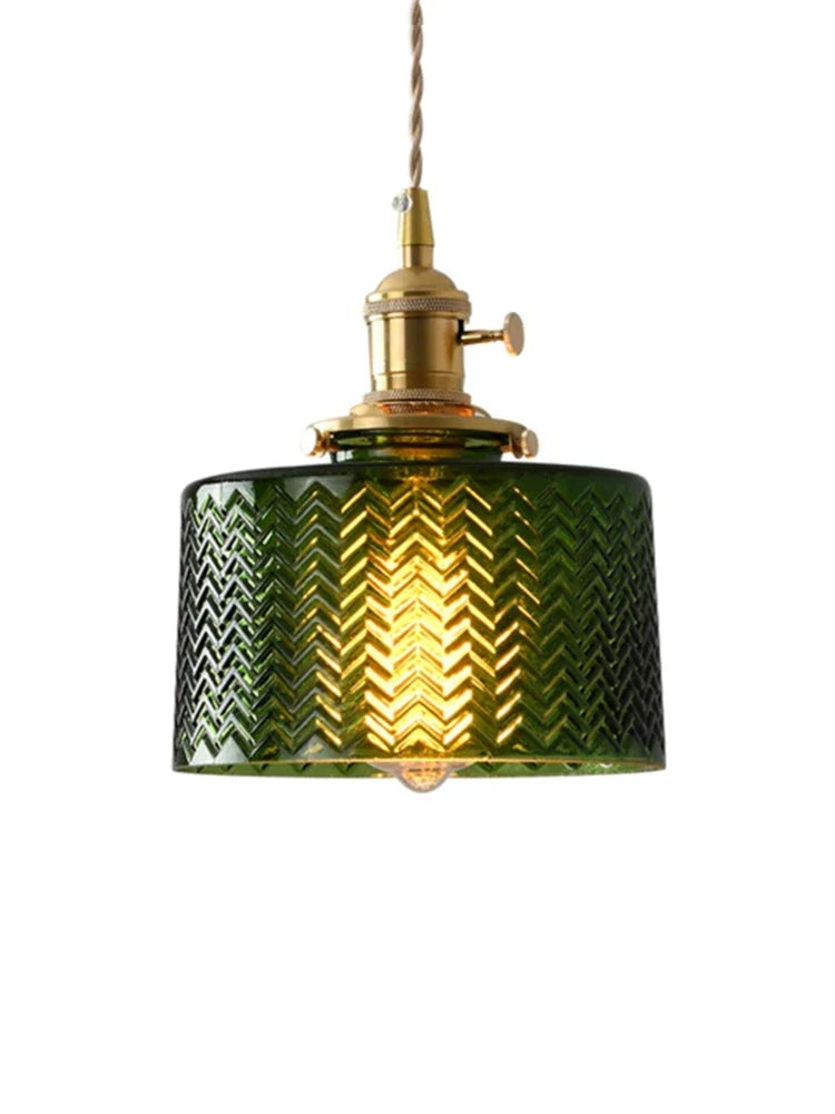 Vintage Brass Green Glass Pendant Light - Illuminate Your Dining Room, Bar, or Bedroom with Scandinavian Elegance