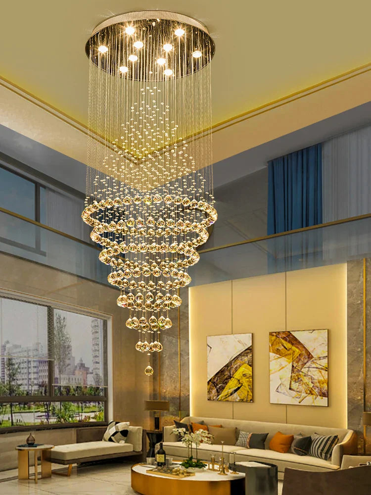 Starry Crystal Loft Chandelier - High-Quality Pendant Light for Elegant Spaces