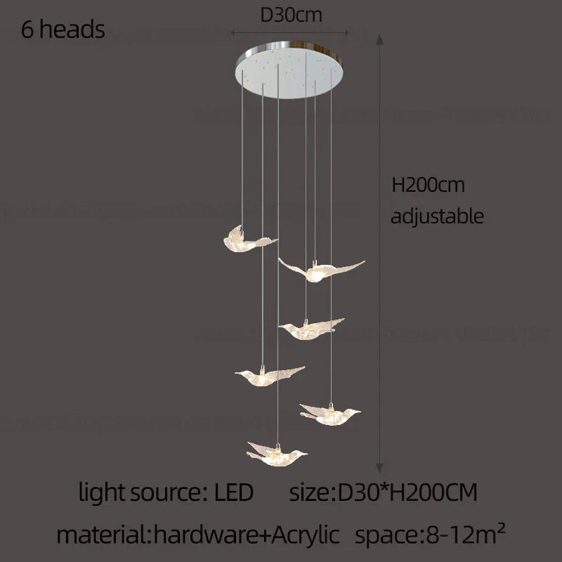 Contemporary LED Bird-Shaped Pendant Lamp - Stylish Illumination for Your Living Space
