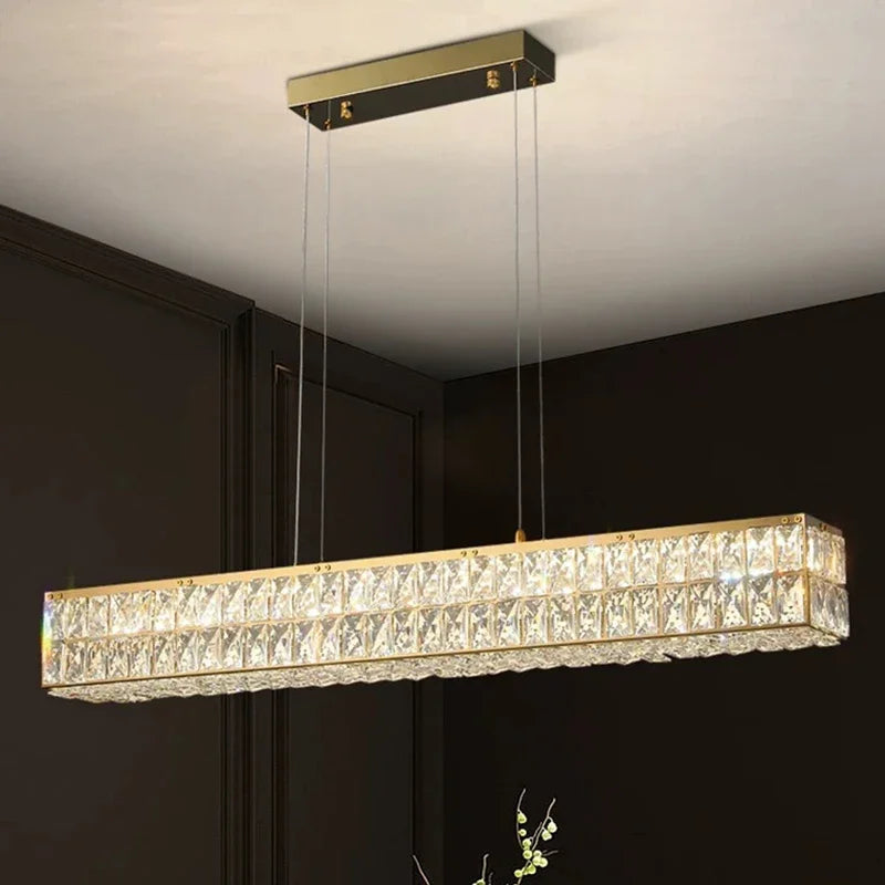 Modern Minimalist Crystal Light Luxury Circular Ring Hanging Lamp High-end Atmospheric Hall Light Bedroom Crystal Pendant Light
