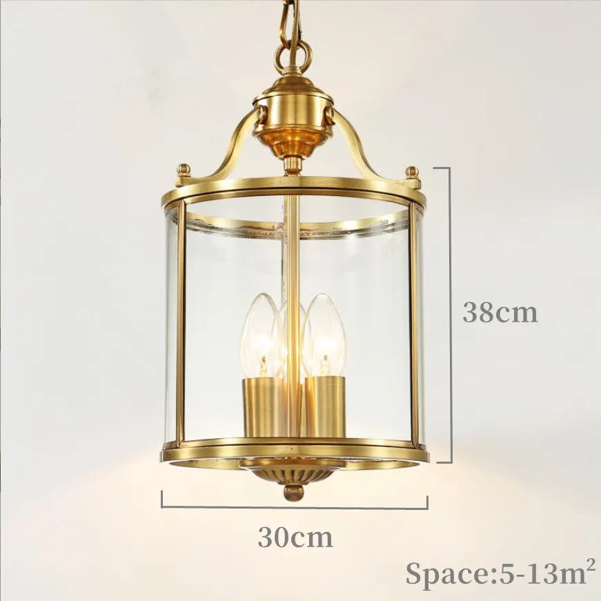 American Country Style Pendant Lamp - Bronze Glass Chandelier for Dining and Living Spaces