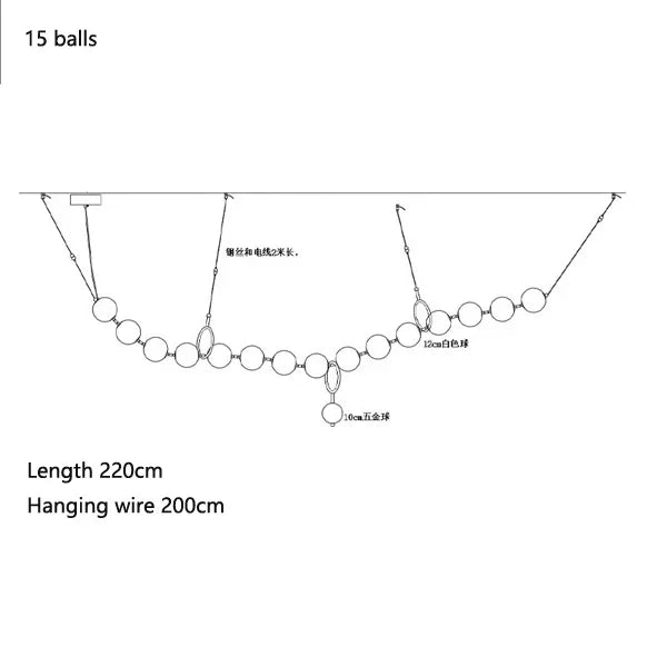 Nordic Luxury Necklace Led Pendant Light For Ceiling Chandelier White Glass Ball Hanging Lamp Glass Lampshade 12cm