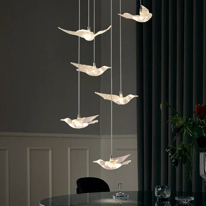Contemporary LED Bird-Shaped Pendant Lamp - Stylish Illumination for Your Living Space