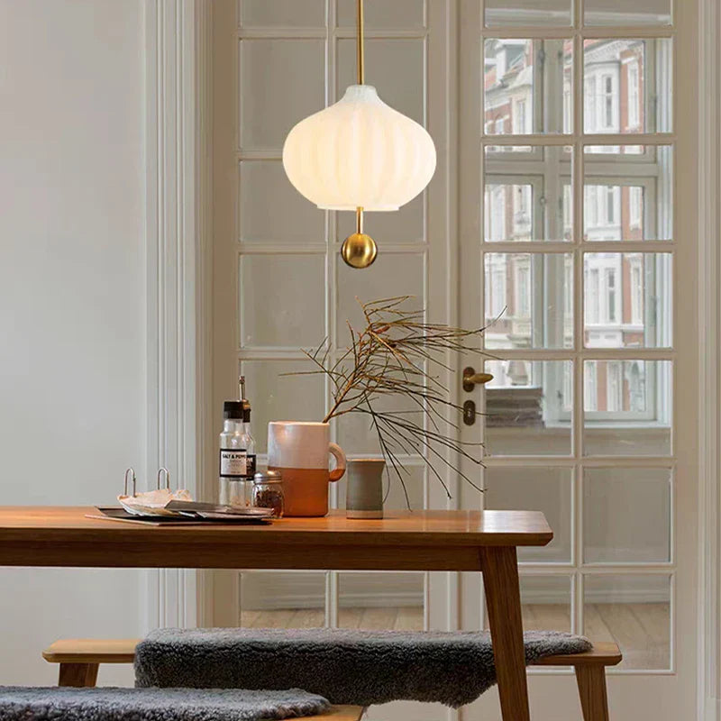 Glass Pumpkin Ceiling Chandeliers - Nordic Elegance for Stairs and Ceilings with LED Illumination