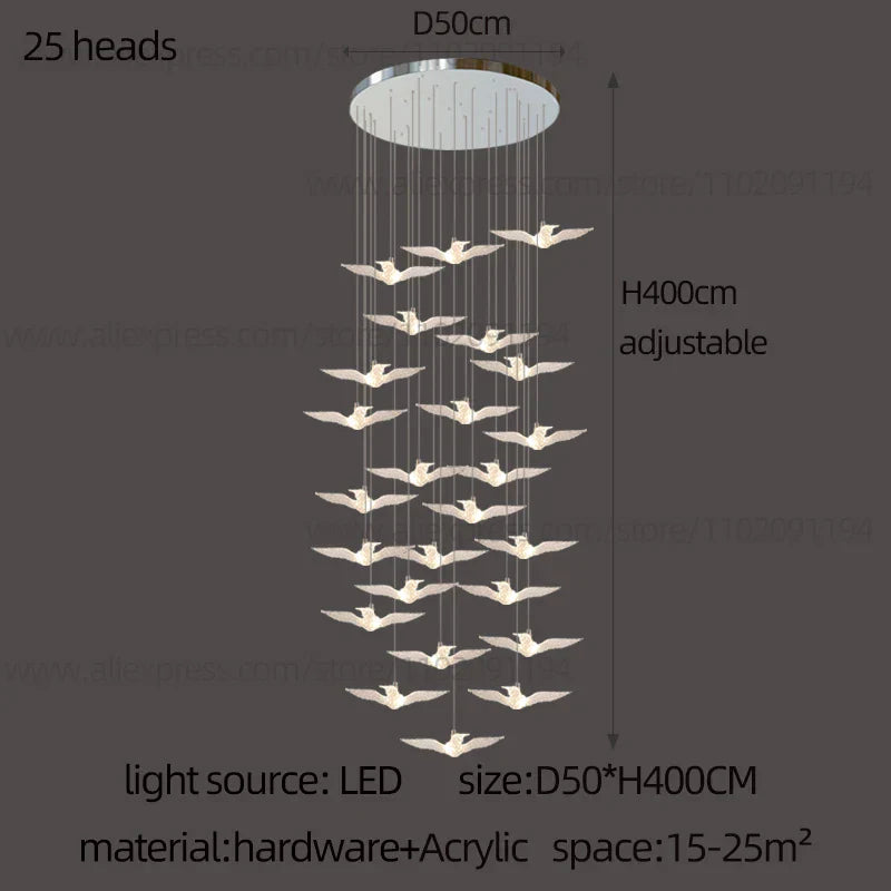Contemporary LED Bird-Shaped Pendant Lamp - Stylish Illumination for Your Living Space