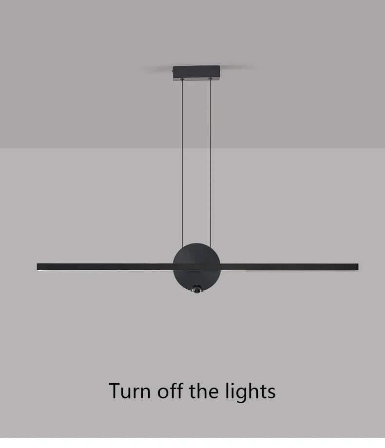 Minimalist Linear Pendant Lights LED Modern Chandelier Dining Room Island Light Restaurant Cafe Bar Office Hanging Lamps Black
