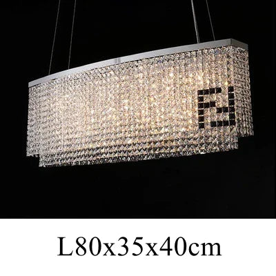 Contemporary Crystal LED Chandelier - Luxury Rectangular K9 Pendant Lamp with Personality for Dining Spaces