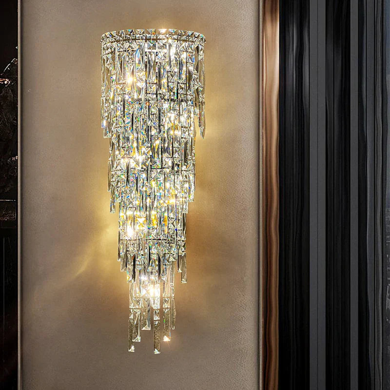 Elena's Multi-Layer Crystal Pendant Wall Lamp - High-Quality Elegance for Your Living Spaces