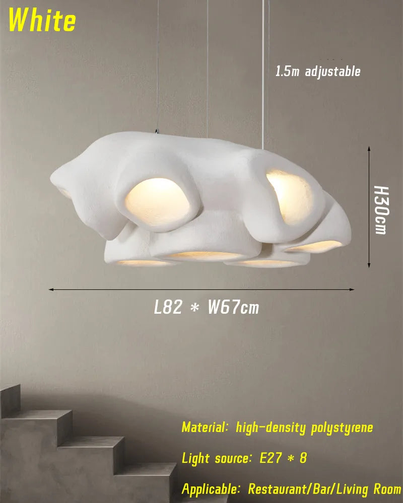 Nordic Living Room Wabi Sabi Chandelier - Minimalist LED Pendant Lighting for Dining Rooms, Bars, and Cafes