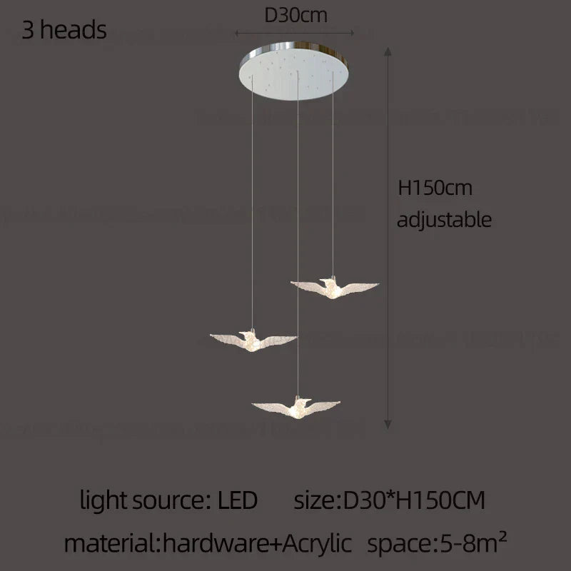 Contemporary LED Bird-Shaped Pendant Lamp - Stylish Illumination for Your Living Space