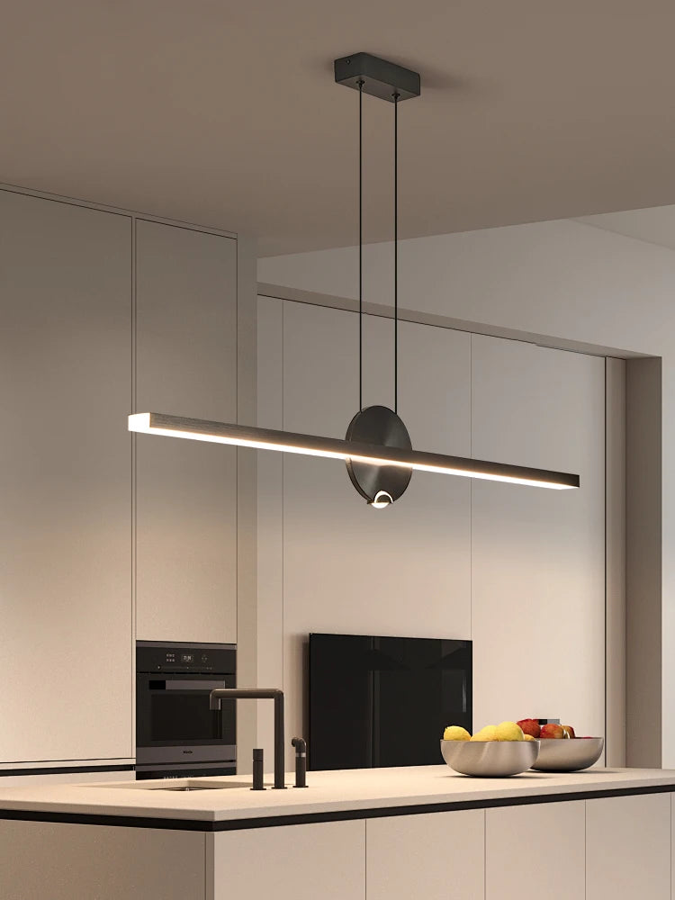 Minimalist Linear Pendant Lights LED Modern Chandelier Dining Room Island Light Restaurant Cafe Bar Office Hanging Lamps Black