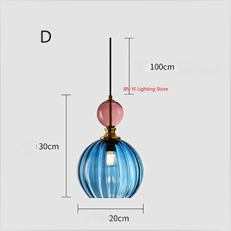 Nordic Colored Glass Chandelier Postmodern Creative Designer Restaurant Bar Counter Bedroom Bedside Lamp Excluding Light Bulbs