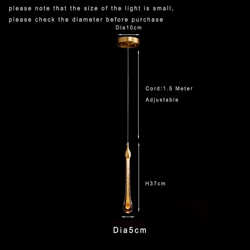 Lamp LED Chandelier - Modern Raindrop Crystal Pendant Light Fixtures in Gold for Kitchen Islands and Foyers