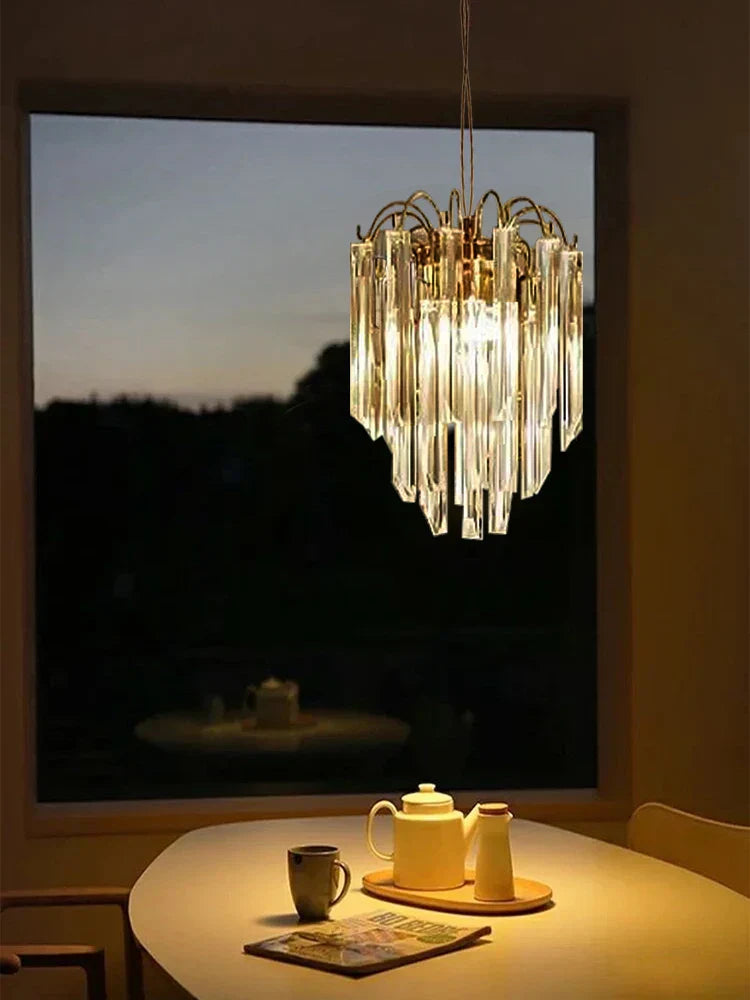 Gianna Italian Crystal Glass Pendant Chandelier – Classic Hanging Light for Staircase & High Ceilings