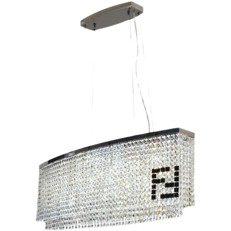 Contemporary Crystal LED Chandelier - Luxury Rectangular K9 Pendant Lamp with Personality for Dining Spaces