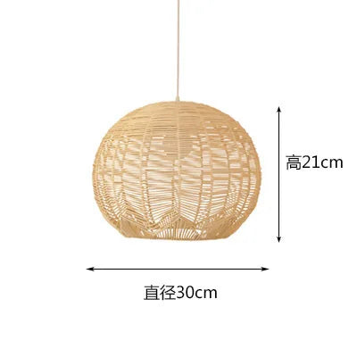 Chinese Creative Hand-Woven Rattan Art LED Pendant Lamp - Retro Decorative Lighting for Restaurants, Hotels, Study Rooms, Hallways, and Rural Decor