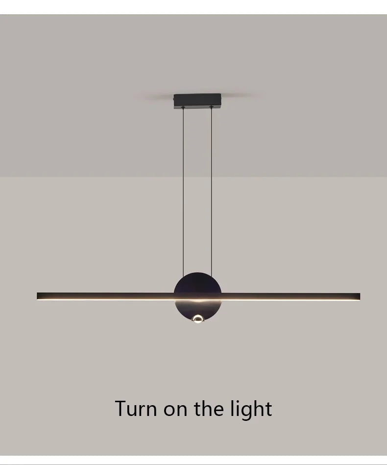 Minimalist Linear Pendant Lights LED Modern Chandelier Dining Room Island Light Restaurant Cafe Bar Office Hanging Lamps Black