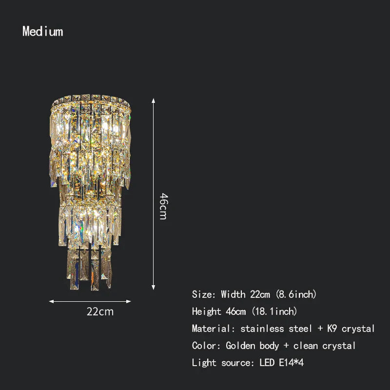Elena's Multi-Layer Crystal Pendant Wall Lamp - High-Quality Elegance for Your Living Spaces