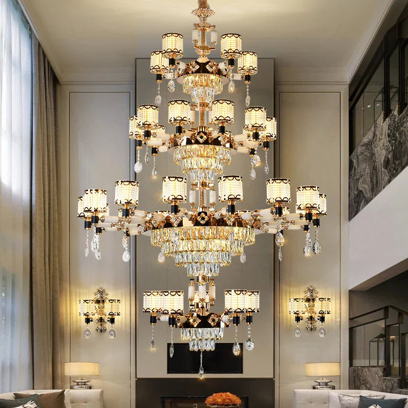 Exquisite Crystal Pendant Chandelier - A Luxurious and Romantic Lighting Fixture for Your Living Space