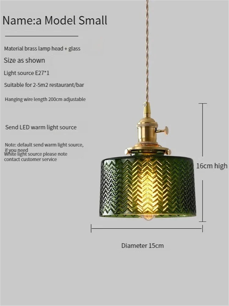 Vintage Brass Green Glass Pendant Light - Illuminate Your Dining Room, Bar, or Bedroom with Scandinavian Elegance