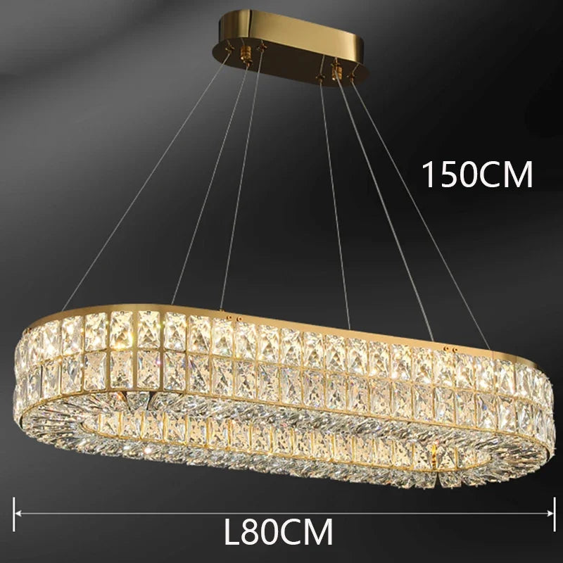 Modern Minimalist Crystal Light Luxury Circular Ring Hanging Lamp High-end Atmospheric Hall Light Bedroom Crystal Pendant Light