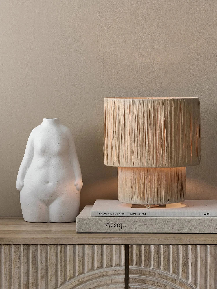 Artful Hand-Knitted Rattan Pendant Lamp - Elegant Lighting for Living Rooms and Bedrooms
