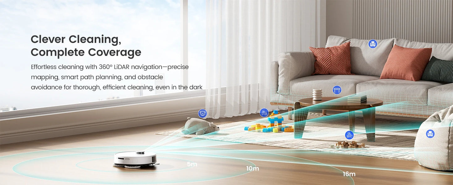 LEFANT Robot Vacuum Cleaner with Mapping, 12000Pa Suction, Emptying Station, Automatic Washing and Drying, DTOF Laser