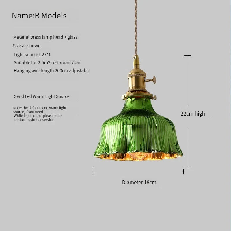 Vintage Brass Green Glass Pendant Light - Illuminate Your Dining Room, Bar, or Bedroom with Scandinavian Elegance