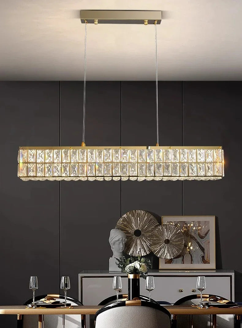 Modern Minimalist Crystal Light Luxury Circular Ring Hanging Lamp High-end Atmospheric Hall Light Bedroom Crystal Pendant Light