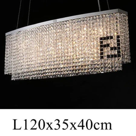 Contemporary Crystal LED Chandelier - Luxury Rectangular K9 Pendant Lamp with Personality for Dining Spaces