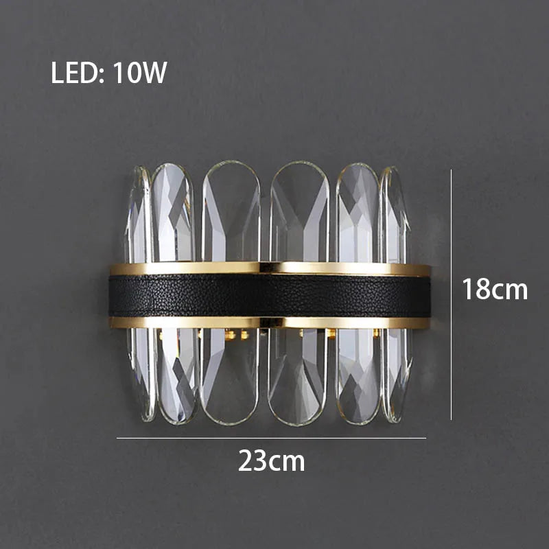 Dimmable LED Crystal Oval Ceiling Chandeliers - Black Leather Luxury Lustres for Dining Room Decor