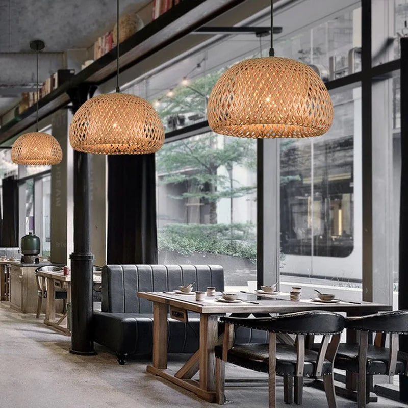 Bamboo Artistry Hand-Woven Pendant Lights - Exquisite Rattan Wicker Chandelier for Your Home