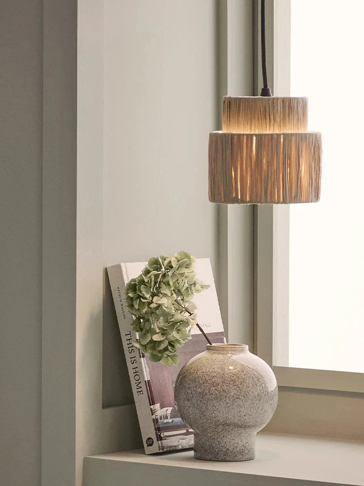 Artful Hand-Knitted Rattan Pendant Lamp - Elegant Lighting for Living Rooms and Bedrooms