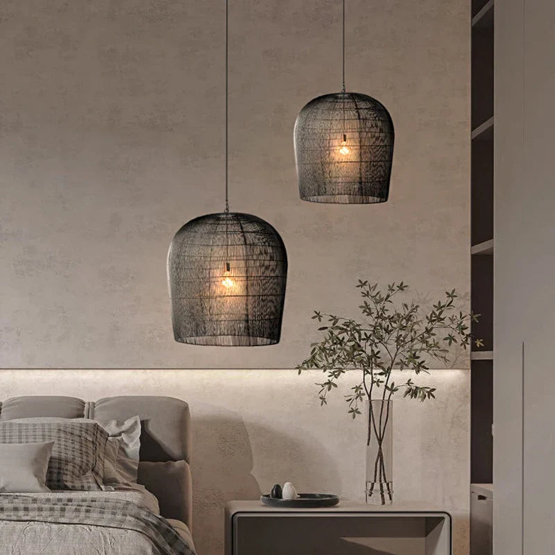 Japanese Wabi-Sabi Wind Handmade Rattan LED Pendant Lights - Illuminate Your Dining Room, Bar, Bedroom, and More with Rustic Elegance