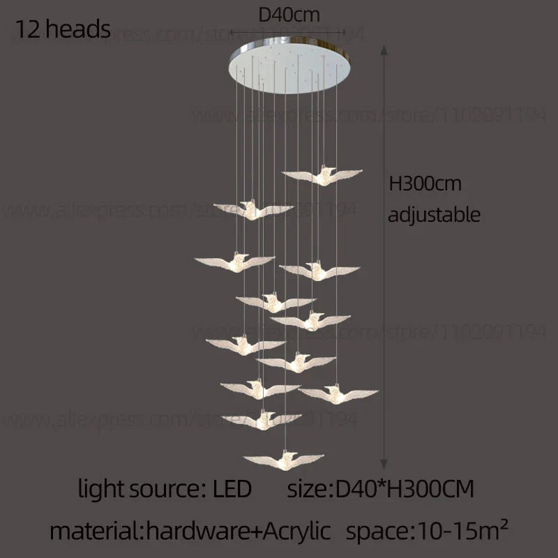Contemporary LED Bird-Shaped Pendant Lamp - Stylish Illumination for Your Living Space