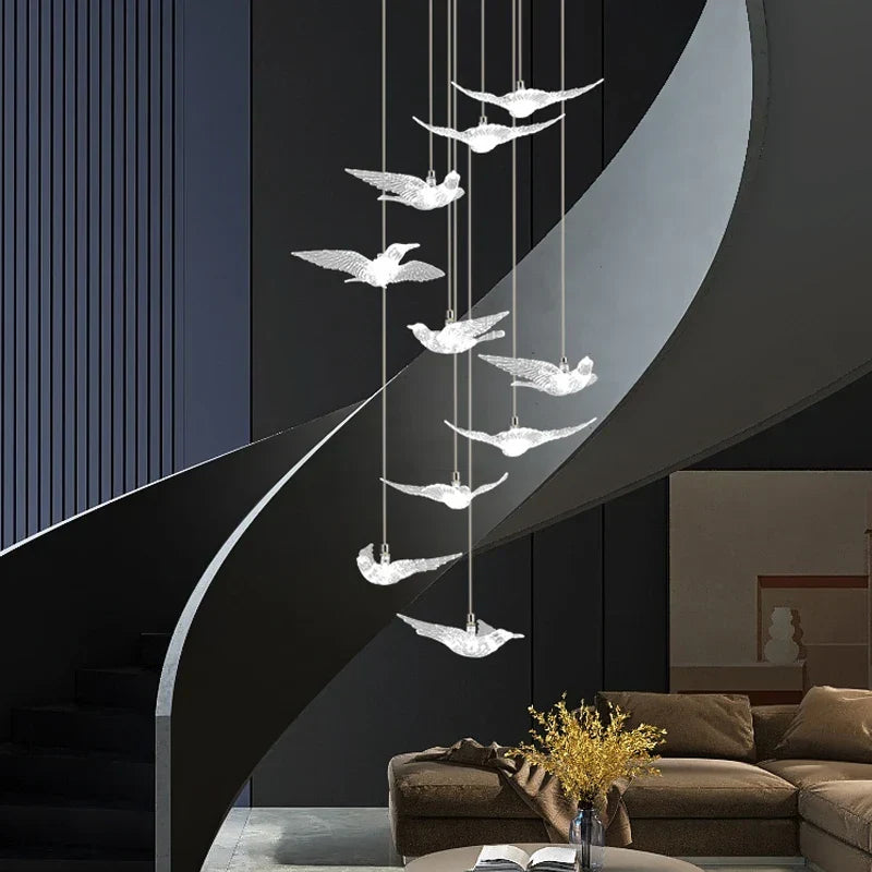 Contemporary LED Bird-Shaped Pendant Lamp - Stylish Illumination for Your Living Space