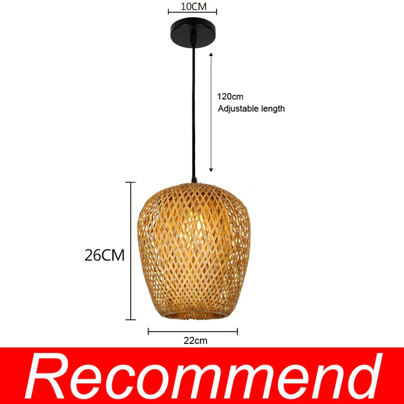 Bamboo Artistry Hand-Woven Pendant Lights - Exquisite Rattan Wicker Chandelier for Your Home